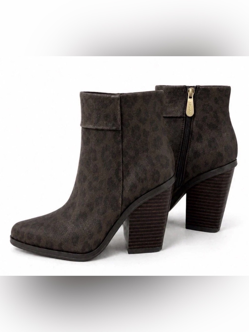 charles david Women’s Van Block Heel Dress Boots Dark Brown Cheetah Size 8 NWT